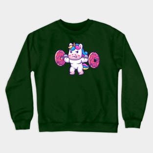 Cute Unicorn Lifting Donut Barbell Cartoon Crewneck Sweatshirt